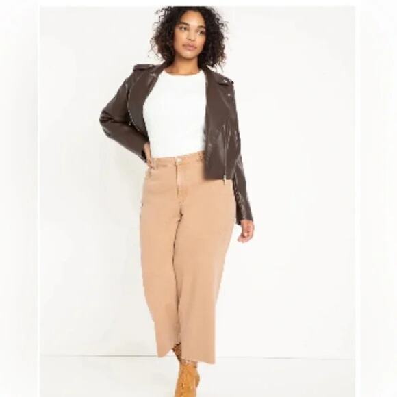 NWT Eloquii Faux Leather Moto Zip Up Short Asymmetrical Jacket Plus Size: 14/16 - Picture 4 of 11